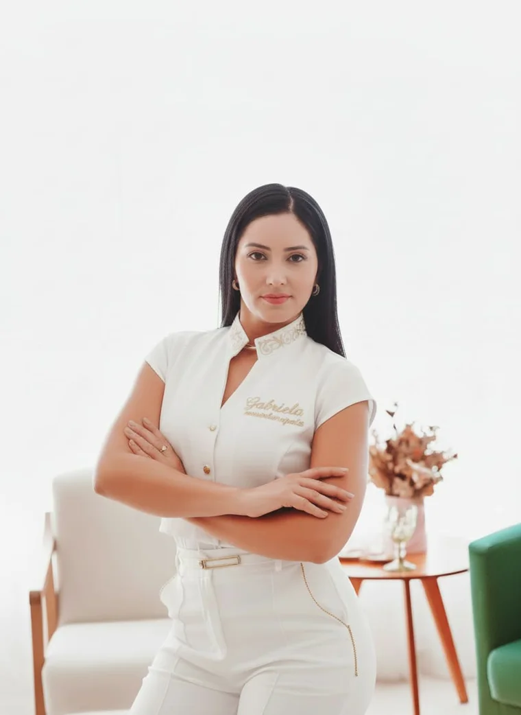 Gabriela Espeche, terapeuta corporal, no espaço de atendimento