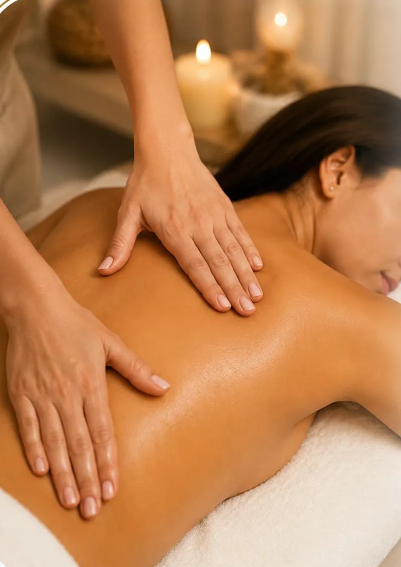 Massagem relaxante em ambiente aconchegante